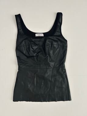 Bailey 44 Black Faux Leather Sleeveless Top Size Small